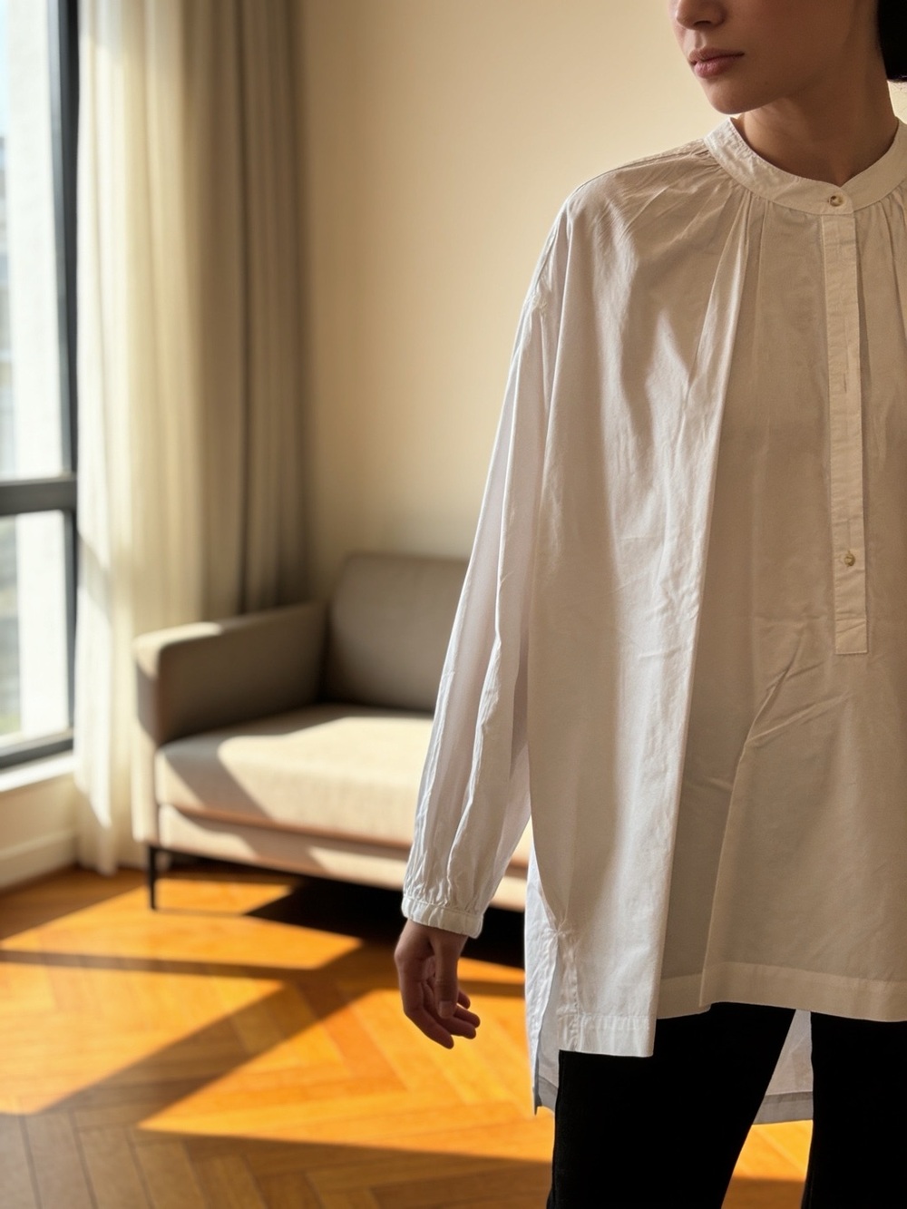 Free People Oversized White Button-Down Tunic Shirt